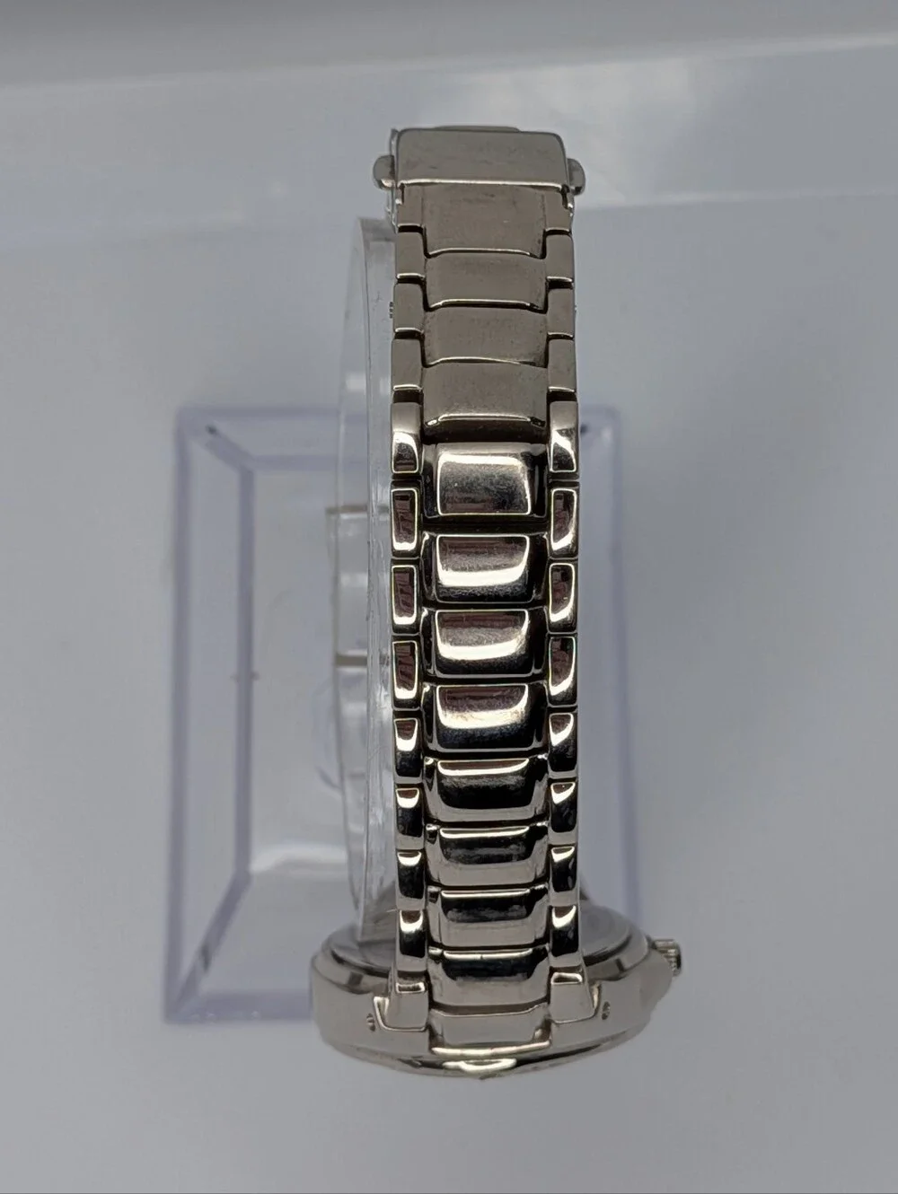 Caravelle Bulova Womens Watch Silver Tone Rhinestone Bezel Mother of Pearl Dial